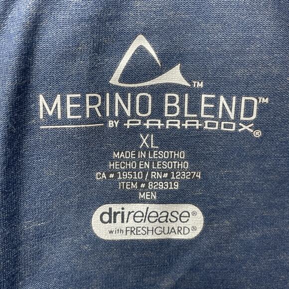 Merino Blend by Paradox Men's XL 1/4 Zip Long Sleeve Shirt Navy Dri-Release Base - Picture 6 of 8